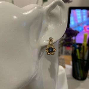 Elegant 14k Gold Plated and Blue Flower Earrings